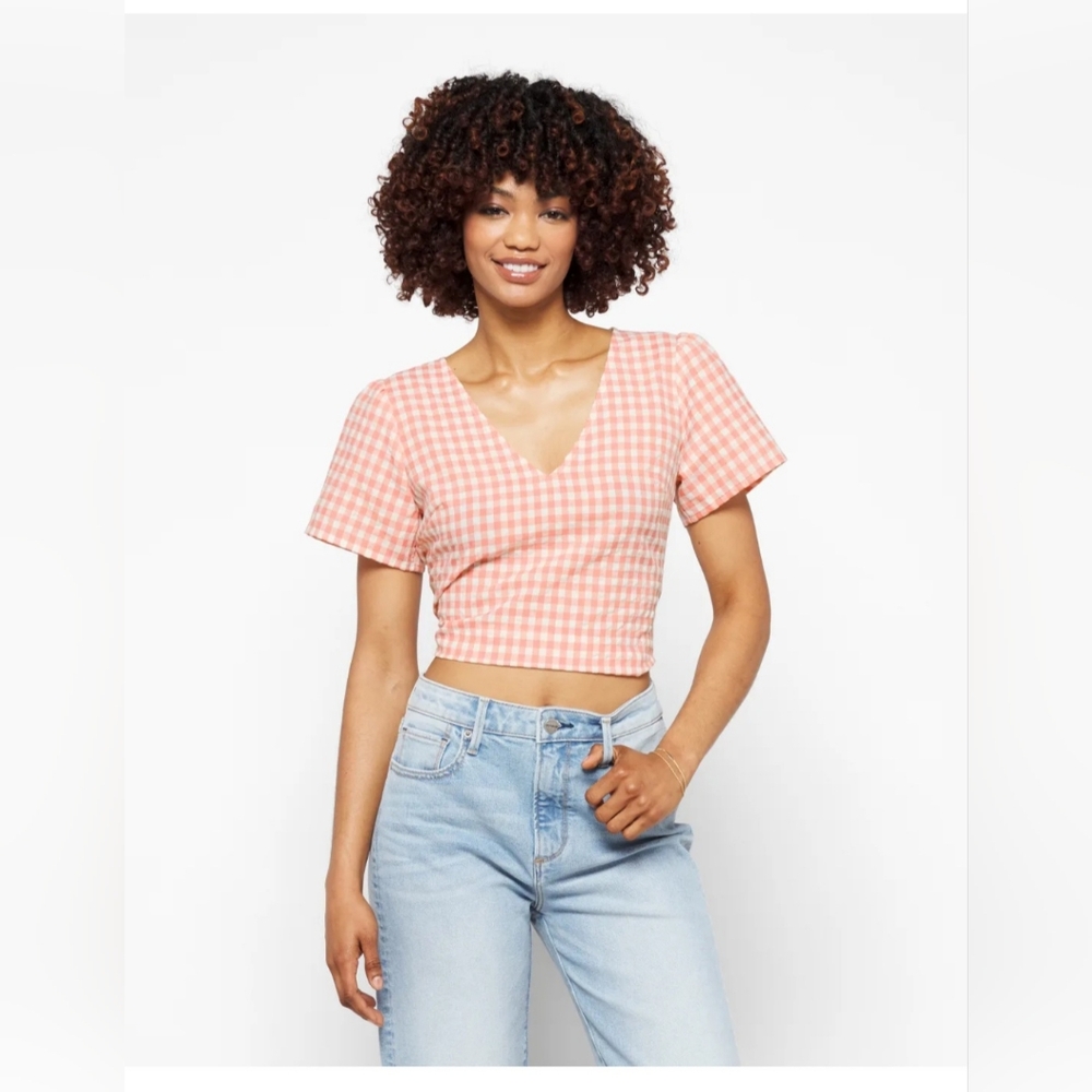 Lush Brie Tie Back Crop Blouse